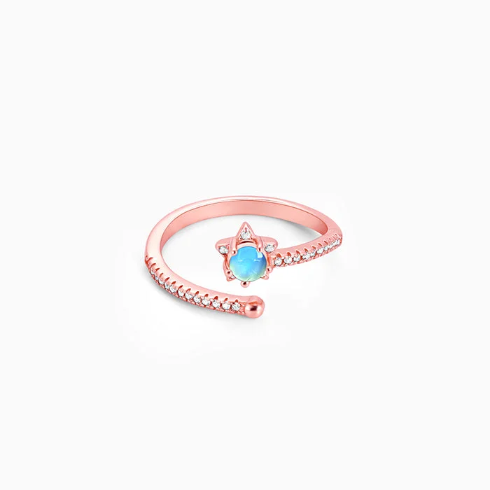 Chic Women's Rings for Fashion-Forward Looks-Rose Gold Aquatic Ring