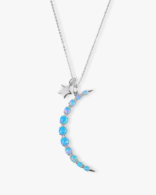 Shop Classic Women's  Necklaces & Pendants with a Modern Twist-"What Dreams are Made of" Necklace - Silver|Blue Opal