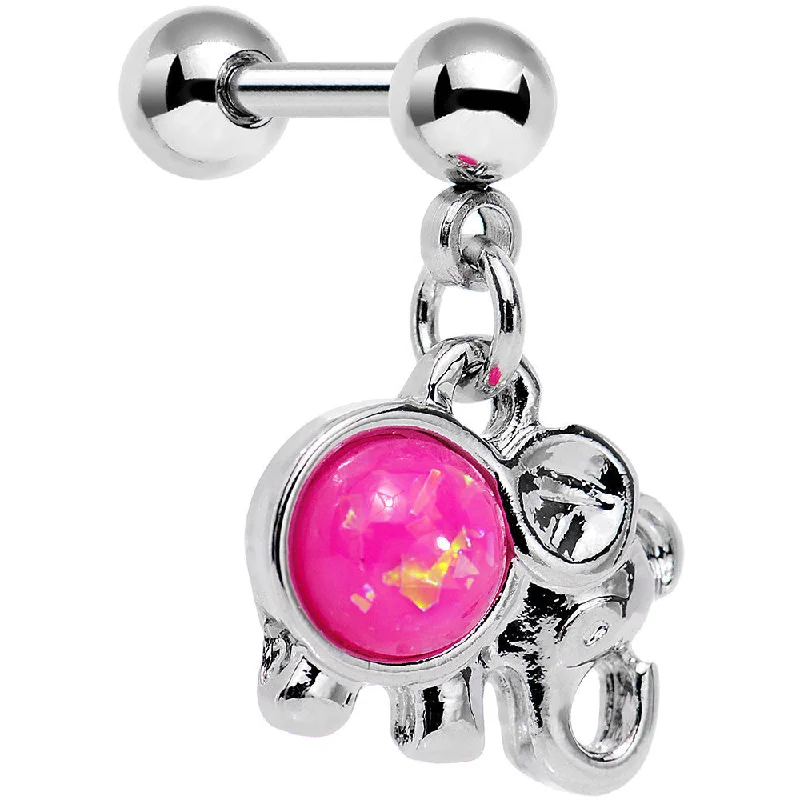 Women's Earrings – Elegant Designs for Every Personality--16 Gauge 1/4 Pink Faux Opal Elephant Dangle Tragus Cartilage Earring Women's Earrings – Elegant Designs for Every Personality--16 Gauge 1/4 Pink Faux Opal Elephant Dangle Tragus Cartilage Earring