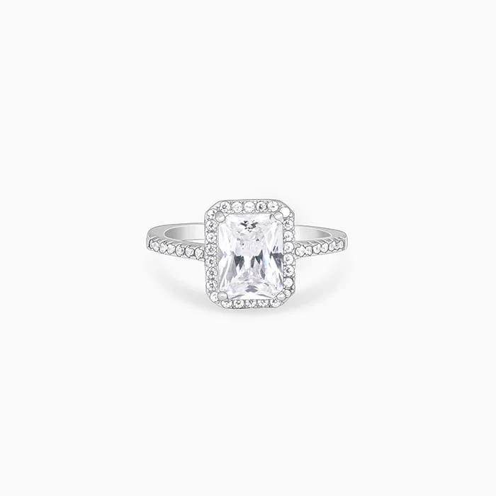 Chic Women's Rings for Fashion-Forward Looks-Silver Zircon Soul of Love Ring