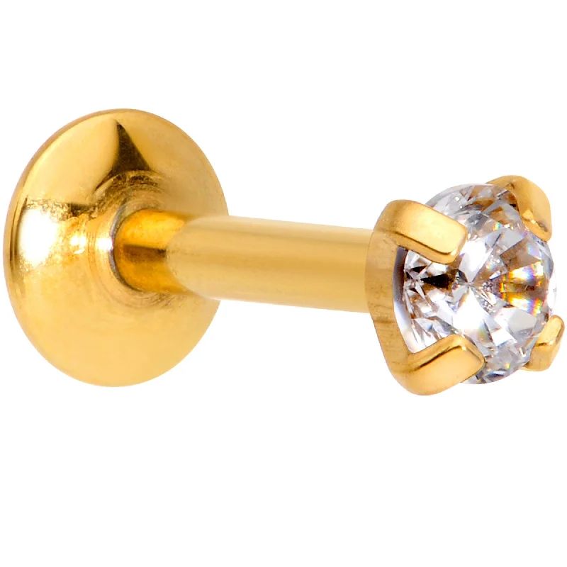 Lip Rings for Unique Personal Style1/4 Clear 3mm Gem Gold IP Internally Threaded Labret Monroe Tragus Lip Rings for Unique Personal Style1/4 Clear 3mm Gem Gold IP Internally Threaded Labret Monroe Tragus