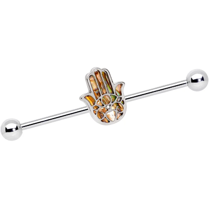 Women's Earrings – Elegant Designs for Every Personality--Colorful Inlay Hamsa Hand Charm Straight Industrial Barbell 38mm Women's Earrings – Elegant Designs for Every Personality--Colorful Inlay Hamsa Hand Charm Straight Industrial Barbell 38mm