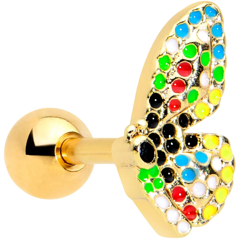 Women's Earrings – Elegant Designs for Every Personality--16 Gauge 1/4 Gold Tone Mosaic Butterfly Cartilage Tragus Earring Women's Earrings – Elegant Designs for Every Personality--16 Gauge 1/4 Gold Tone Mosaic Butterfly Cartilage Tragus Earring