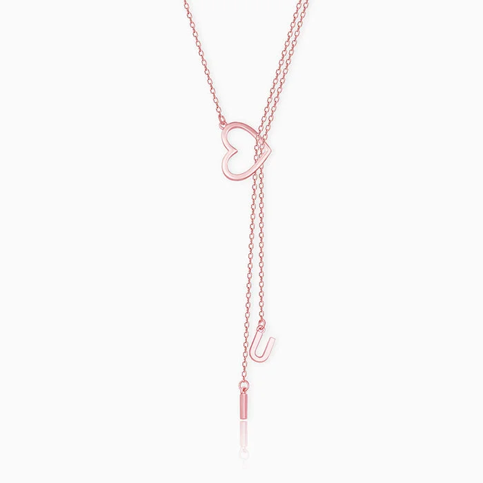 Shop Classic Women's  Necklaces & Pendants with a Modern Twist-Rose Gold U&I Heart Necklace