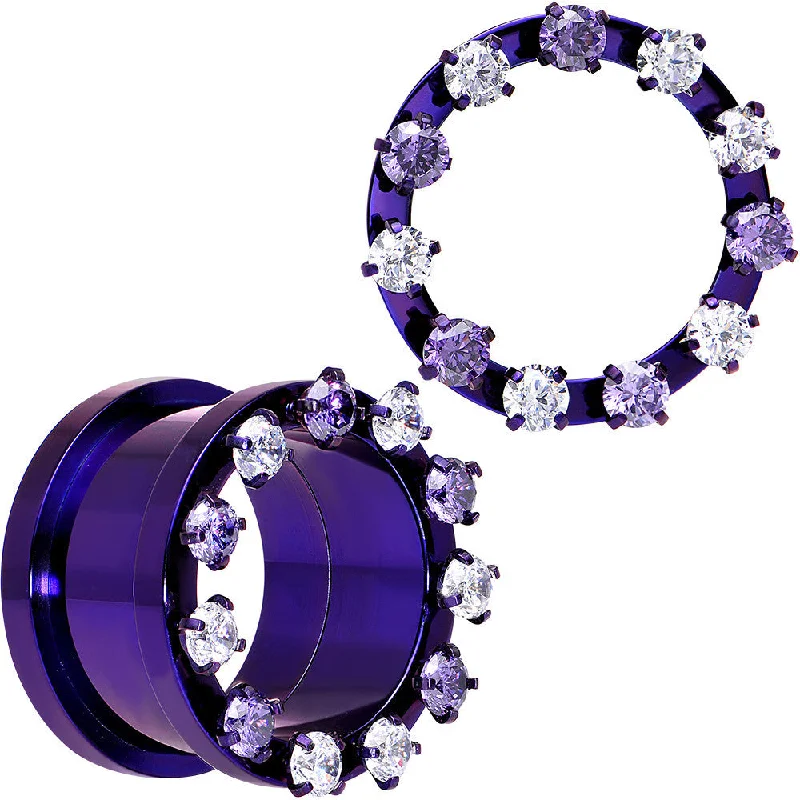Women's Earrings – Elegant Designs for Every Personality--3/4 Purple Titanium Tunnels with Removable Dermal Tops Women's Earrings – Elegant Designs for Every Personality--3/4 Purple Titanium Tunnels with Removable Dermal Tops