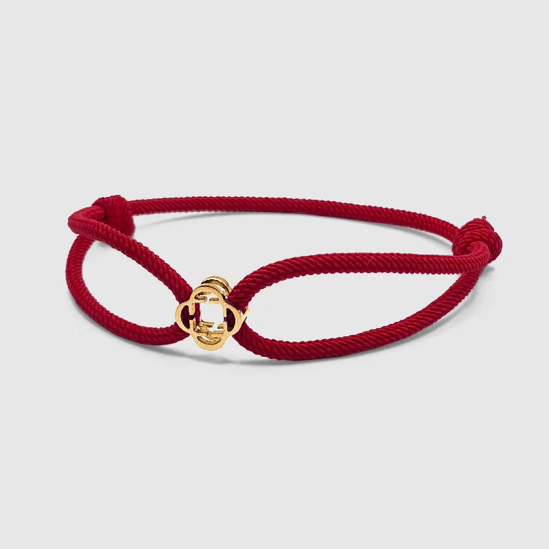 High-End Metal Bracelets for Men-Red Cord Bracelet (Gold)