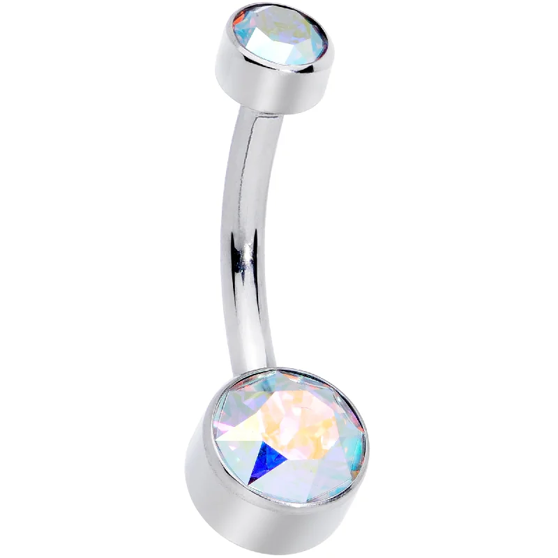 Belly Rings for Trendy Piercing Styles -Aurora 6mm Titanium Internal Thread Belly Ring Created with Crystals Belly Rings for Trendy Piercing Styles -Aurora 6mm Titanium Internal Thread Belly Ring Created with Crystals