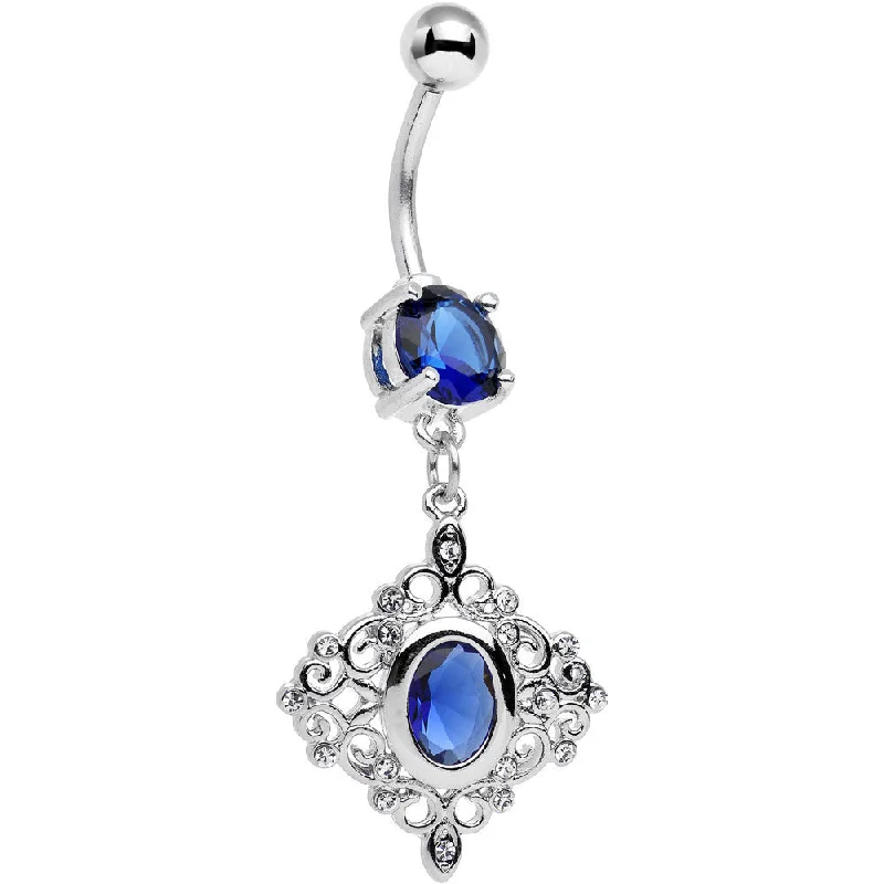 Comfortable Belly Rings for Easy Wear -Blue CZ Gem Elegant Beauty Diamond Dangle Belly Ring Comfortable Belly Rings for Easy Wear -Blue CZ Gem Elegant Beauty Diamond Dangle Belly Ring