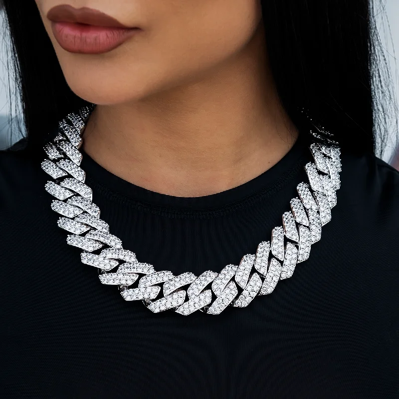 Shop Classic Women's  Necklaces & Pendants with a Modern Twist-Diamond Prong Link Necklace in White Gold - 25mm
