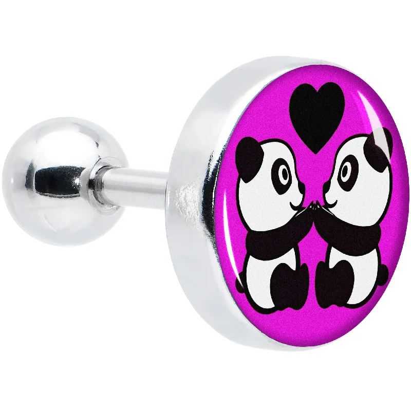 Women's Earrings – Elegant Designs for Every Personality--16 Gauge 1/4 Panda Love Cartilage Tragus Earring Women's Earrings – Elegant Designs for Every Personality--16 Gauge 1/4 Panda Love Cartilage Tragus Earring