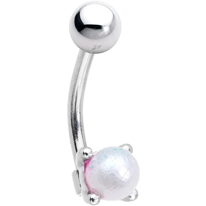Women's Earrings – Elegant Designs for Every Personality--16 Gauge 5/16 White Pearlescent Acrylic Ball Eyebrow Ring