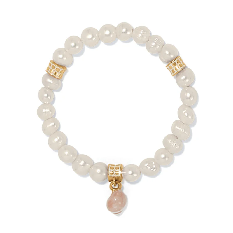 Women's Bangles with Engraved Initials-Sunset Cove Poli Pearl Stretch Bracelet