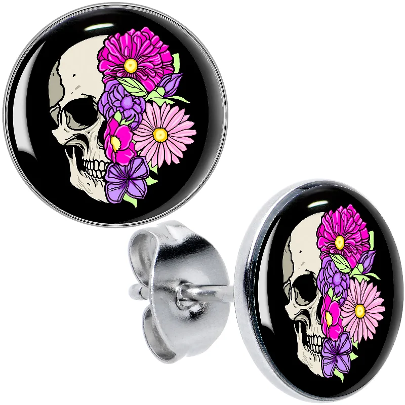 Women's Earrings – Elegant Designs for Every Personality--Floral Flowers Skull Stud Earrings Women's Earrings – Elegant Designs for Every Personality--Floral Flowers Skull Stud Earrings