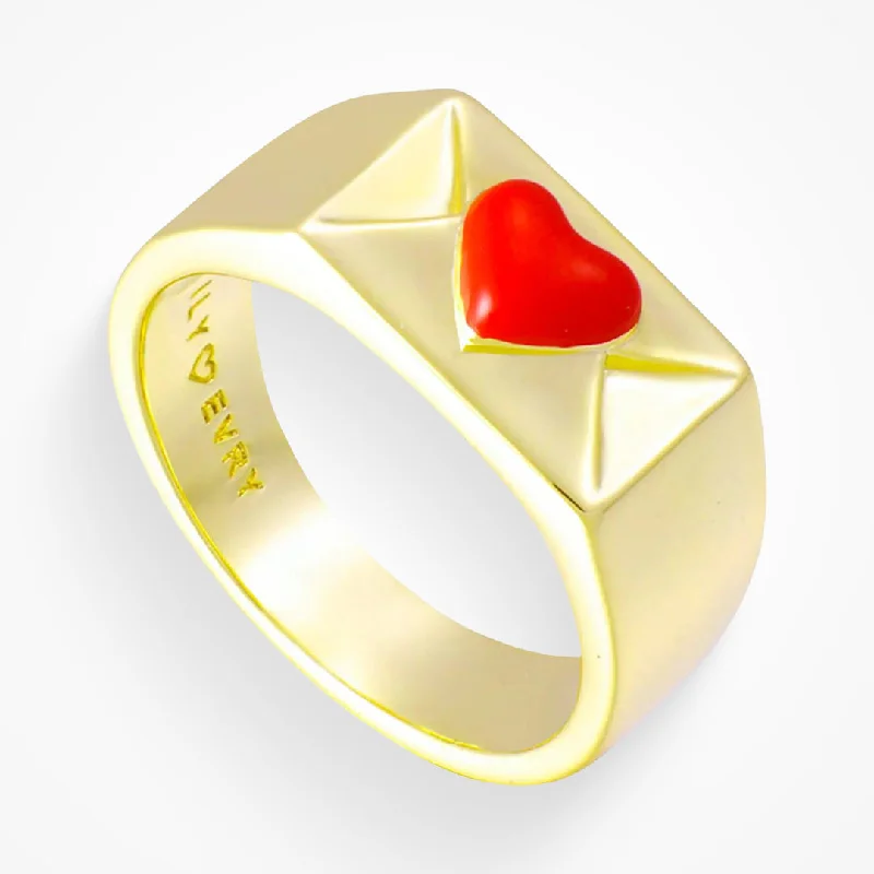 Chic Women's Rings for Fashion-Forward Looks-Love Letter Ring