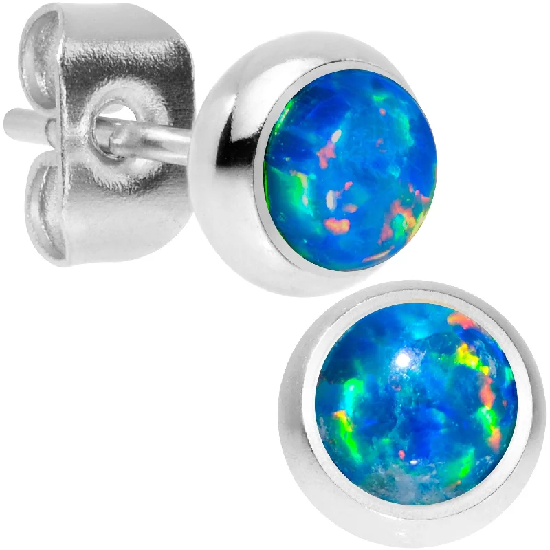 Women's Earrings – Elegant Designs for Every Personality--Green Synthetic Opal 316L Surgical Steel Stud Earrings Women's Earrings – Elegant Designs for Every Personality--Green Synthetic Opal 316L Surgical Steel Stud Earrings