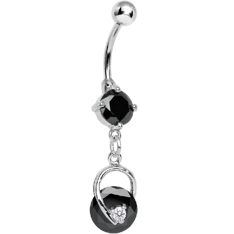 Comfortable Belly Rings with Stylish Detailing -Black Gem Heavenly Twisted Dangle Belly Ring Comfortable Belly Rings with Stylish Detailing -Black Gem Heavenly Twisted Dangle Belly Ring