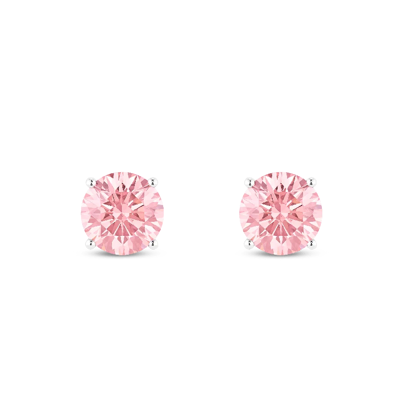 Women's Earrings – Elegant Designs for Every Personality--The Pink Round Brilliant Solitaire Studs Women's Earrings – Elegant Designs for Every Personality--The Pink Round Brilliant Solitaire Studs