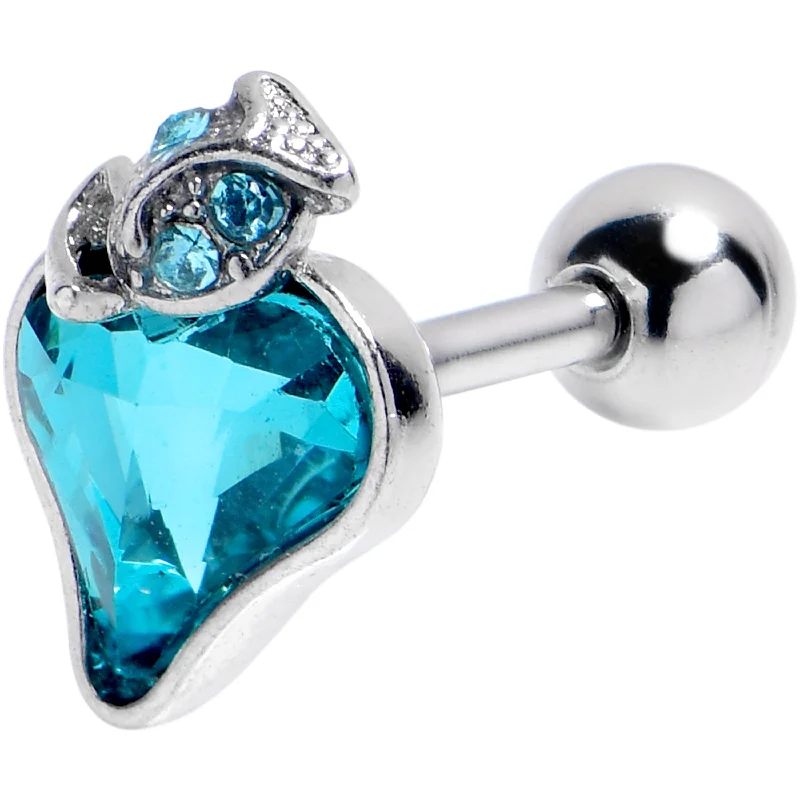 Women's Earrings – Elegant Designs for Every Personality--16 Gauge 1/4 Blue Gem Strawberry Love Cartilage Tragus Earring