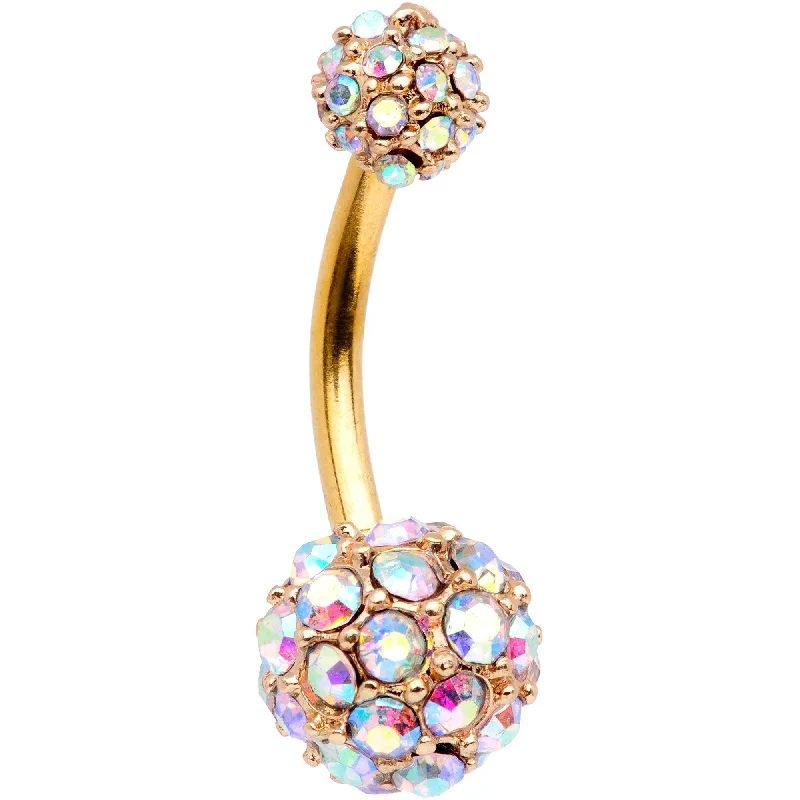 Comfortable Belly Rings with Stylish Features -Aurora Gem Cluster Gold Tone Electroplated Belly Ring Comfortable Belly Rings with Stylish Features -Aurora Gem Cluster Gold Tone Electroplated Belly Ring
