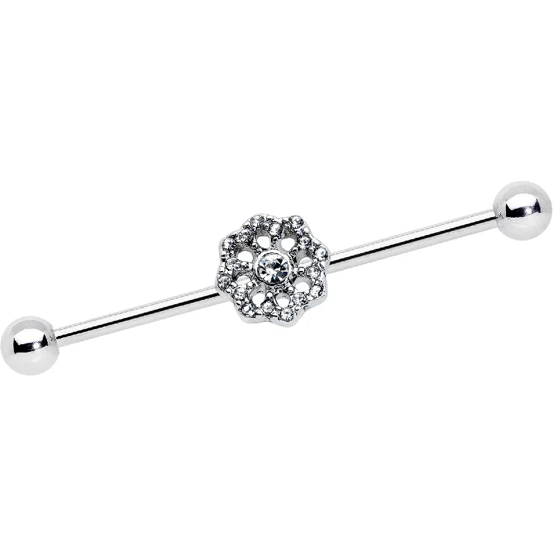Women's Earrings – Elegant Designs for Every Personality--14 Gauge Clear Gem Baroque Fabulous Flower Industrial Barbell 38mm Women's Earrings – Elegant Designs for Every Personality--14 Gauge Clear Gem Baroque Fabulous Flower Industrial Barbell 38mm
