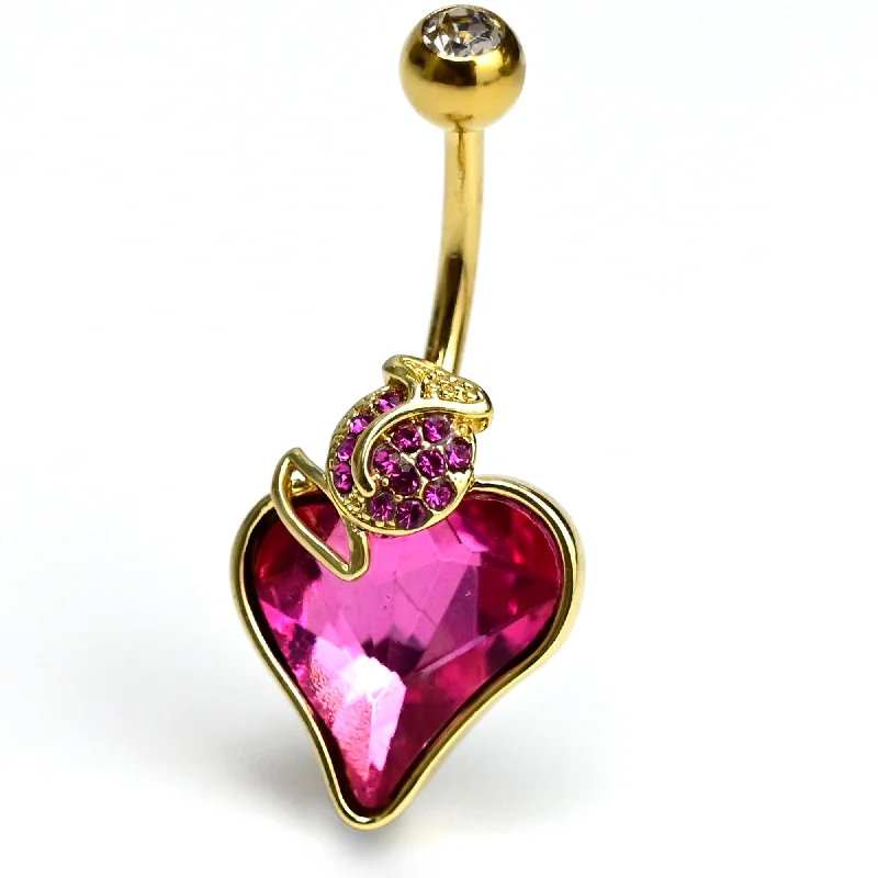 Stylish Belly Rings with Subtle Beauty -Clear Pink Gem Gold Tone Strawberry Love Belly Ring Stylish Belly Rings with Subtle Beauty -Clear Pink Gem Gold Tone Strawberry Love Belly Ring