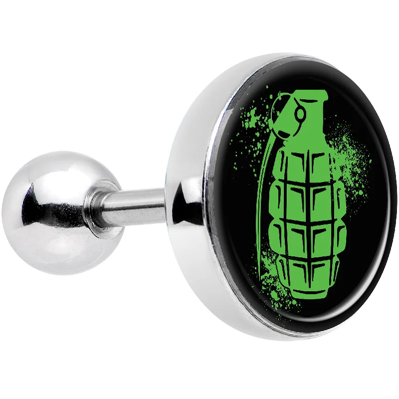 Women's Earrings – Elegant Designs for Every Personality--16 Gauge 1/4 Green Grenade Tragus Cartilage Earring Women's Earrings – Elegant Designs for Every Personality--16 Gauge 1/4 Green Grenade Tragus Cartilage Earring