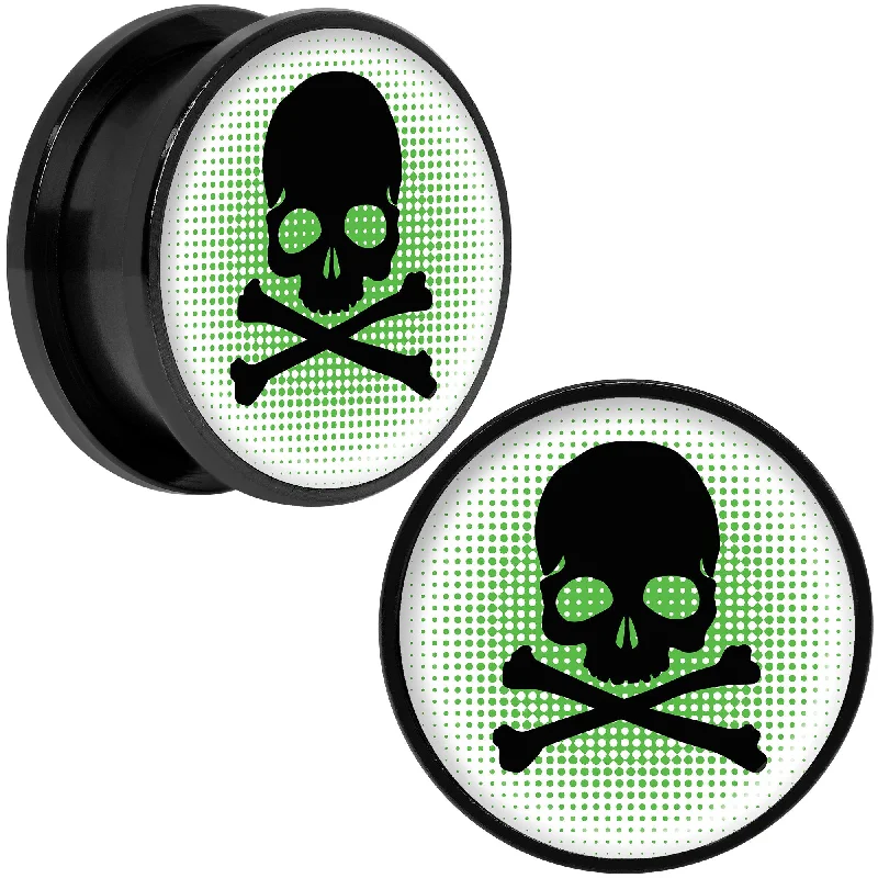 Women's Earrings – Elegant Designs for Every Personality--Green Black Skull Black Anodized Screw Fit Plug Set 20mm Women's Earrings – Elegant Designs for Every Personality--Green Black Skull Black Anodized Screw Fit Plug Set 20mm