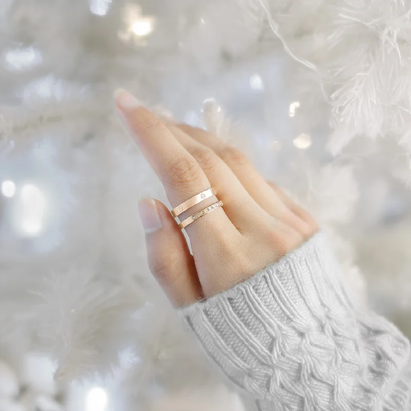 Shop Classic Women's  Necklaces & Pendants with a Modern Twist-Rose Gold Dual Layer Diamond Ring