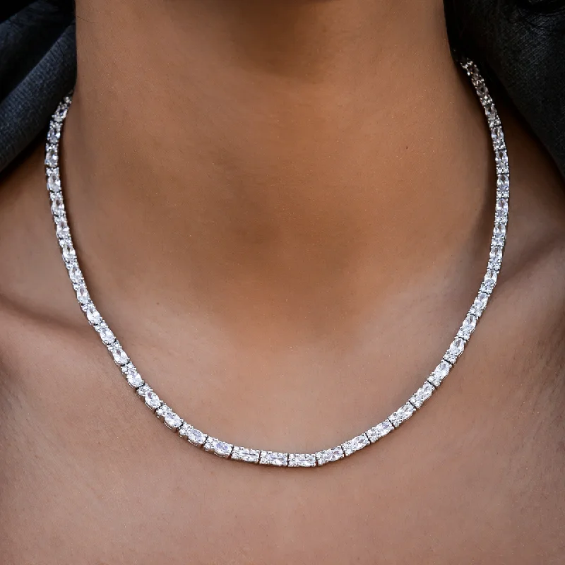 Shop Classic Women's Necklaces & Pendants with a Modern Twist-Diamond Mixed Oval Cut Tennis Necklace- 3mm Shop Classic Women's Necklaces & Pendants with a Modern Twist-Diamond Mixed Oval Cut Tennis Necklace- 3mm