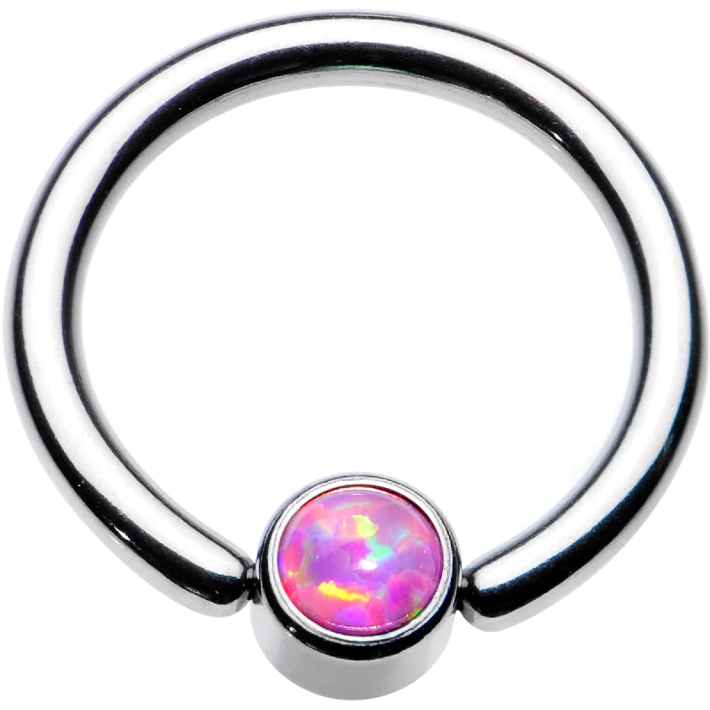 Designer Lip Rings with Sleek Finish14 Gauge 3/8 Pink Faux Opal 4mm Disc BCR Captive Ring Designer Lip Rings with Sleek Finish14 Gauge 3/8 Pink Faux Opal 4mm Disc BCR Captive Ring