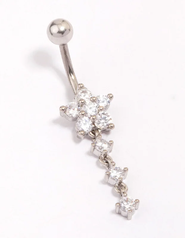 Stylish Belly Rings for Bold Statements -Titanium Cubic Zirconia Flower Triple Belly Piercing Stylish Belly Rings for Bold Statements -Titanium Cubic Zirconia Flower Triple Belly Piercing