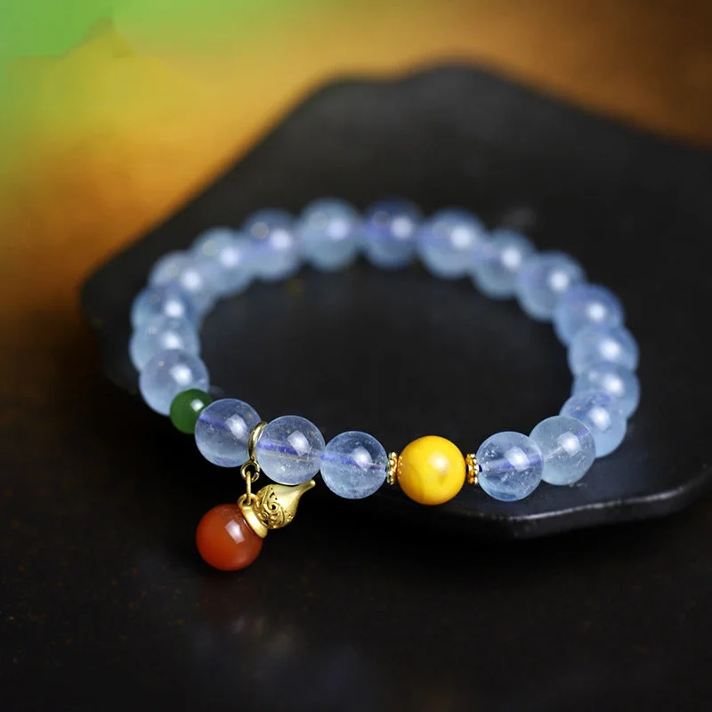 Beautiful Bangles for Women with Swarovski-Buddha Stones Aquamarine Red Agate Peace Gourd Charm Bracelet Beautiful Bangles for Women with Swarovski-Buddha Stones Aquamarine Red Agate Peace Gourd Charm Bracelet