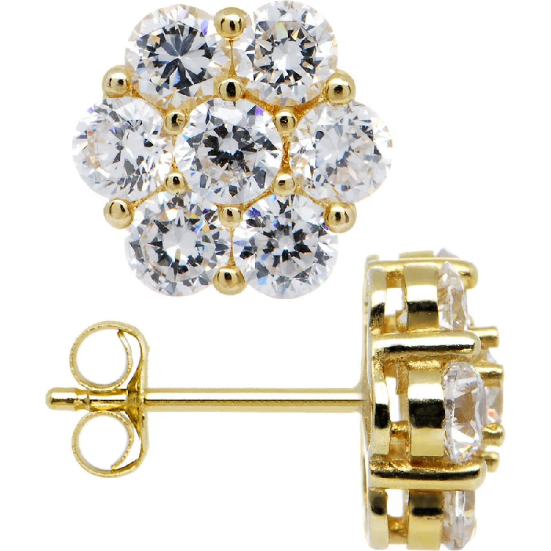 Women's Earrings – Elegant Designs for Every Personality--14kt Yellow Gold 8mm CZ Flower Stud Earrings