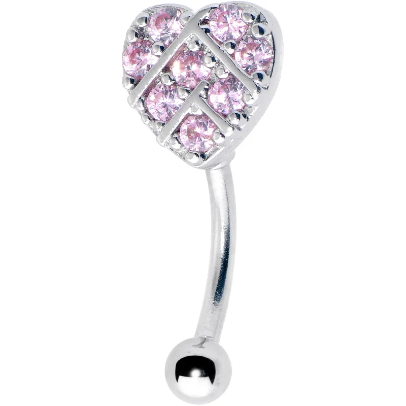 Women's Earrings – Elegant Designs for Every Personality--16 Gauge 5/16 Pink Gem Lattice Heart Curved Eyebrow Ring Women's Earrings – Elegant Designs for Every Personality--16 Gauge 5/16 Pink Gem Lattice Heart Curved Eyebrow Ring