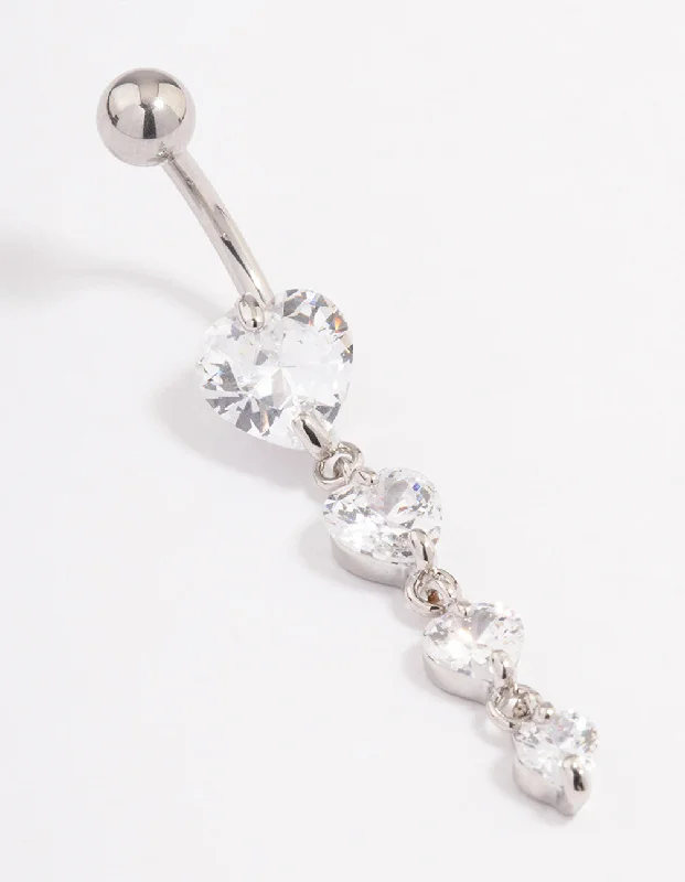 Unique Belly Rings for Statement Fashion -Surgical Steel Cubic Zirconia Heart Belly Ring Unique Belly Rings for Statement Fashion -Surgical Steel Cubic Zirconia Heart Belly Ring
