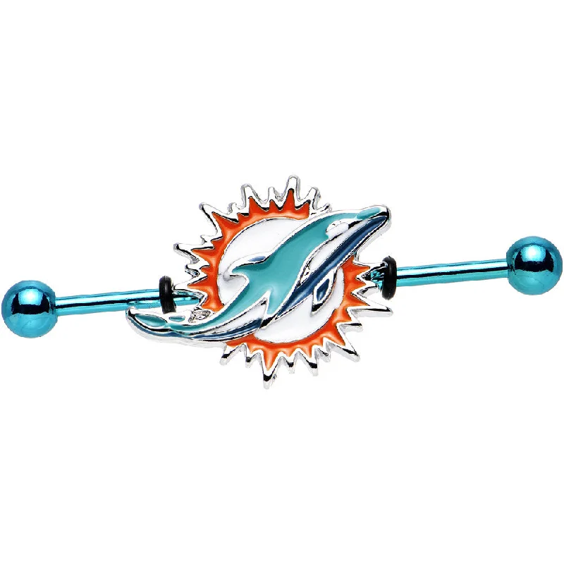 Women's Earrings – Elegant Designs for Every Personality--Officially Licensed NFL Miami Dolphins Industrial Barbell