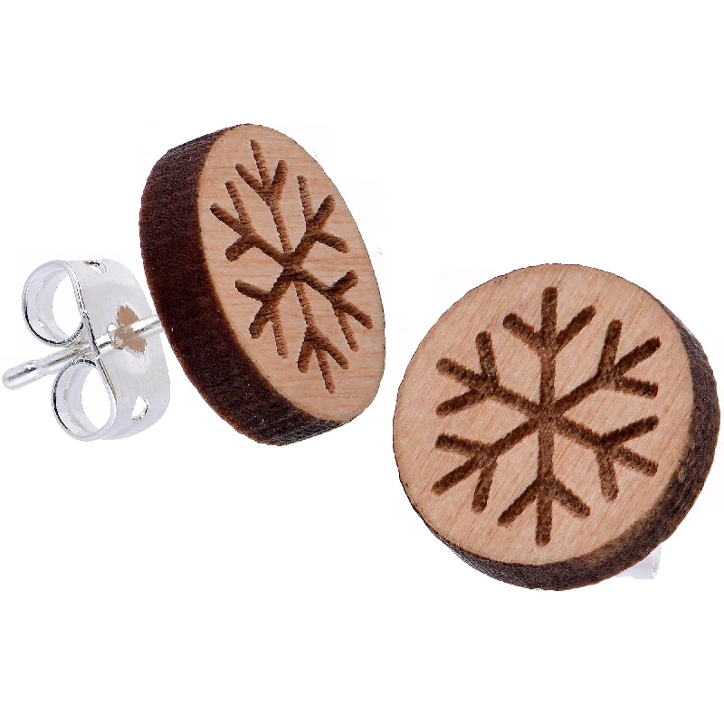 Women's Earrings – Elegant Designs for Every Personality--Natural Wood Holiday Snowflake Stud Earrings Women's Earrings – Elegant Designs for Every Personality--Natural Wood Holiday Snowflake Stud Earrings