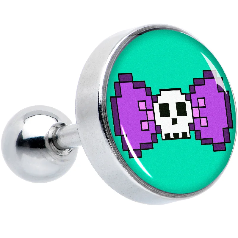 Women's Earrings – Elegant Designs for Every Personality--16 Gauge 1/4 Retro Pixel Skull Cartilage Tragus Earring
