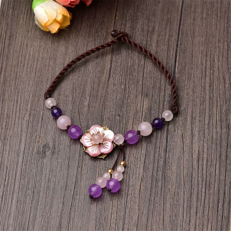 Comfortable Anklets for Easy Fashion-Buddha Stones Natural Amethyst Rose Quartz Crystal Charm Lucky Healing Anklet Comfortable Anklets for Easy Fashion-Buddha Stones Natural Amethyst Rose Quartz Crystal Charm Lucky Healing Anklet