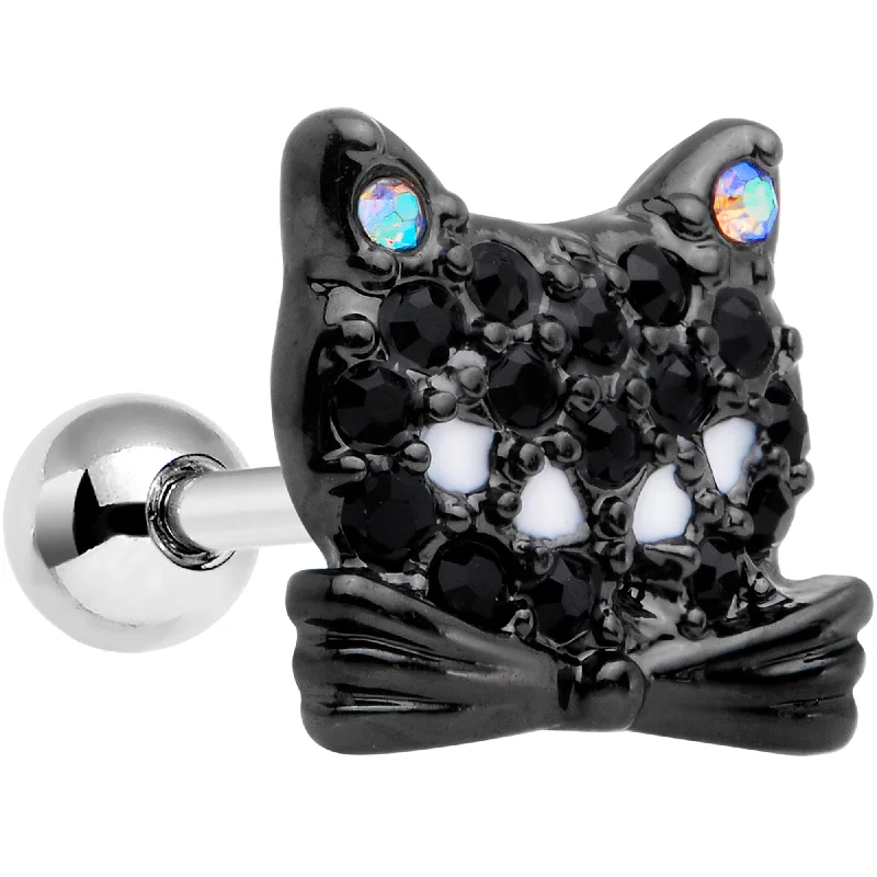Women's Earrings – Elegant Designs for Every Personality--16 Gauge 1/4 Black Aurora Gem Crafty Kitty Cat Cartilage Tragus Earring Women's Earrings – Elegant Designs for Every Personality--16 Gauge 1/4 Black Aurora Gem Crafty Kitty Cat Cartilage Tragus Earring