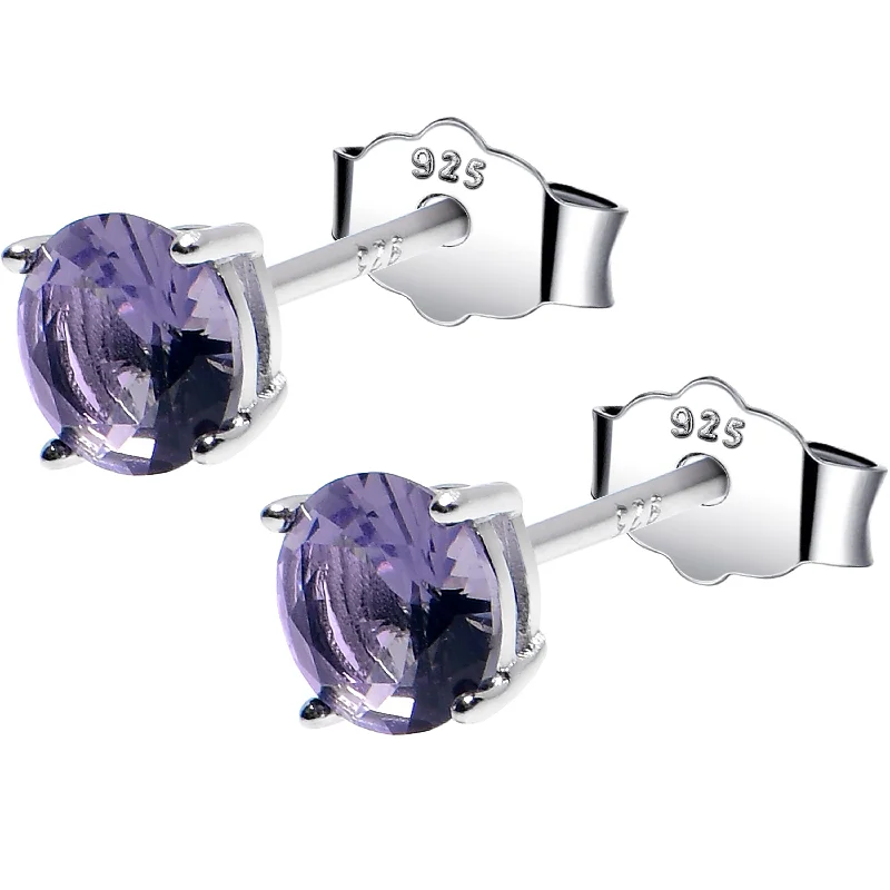 Women's Earrings – Elegant Designs for Every Personality--5mm CZ 925 Sterling Silver February Birthstone Stud Earrings Women's Earrings – Elegant Designs for Every Personality--5mm CZ 925 Sterling Silver February Birthstone Stud Earrings