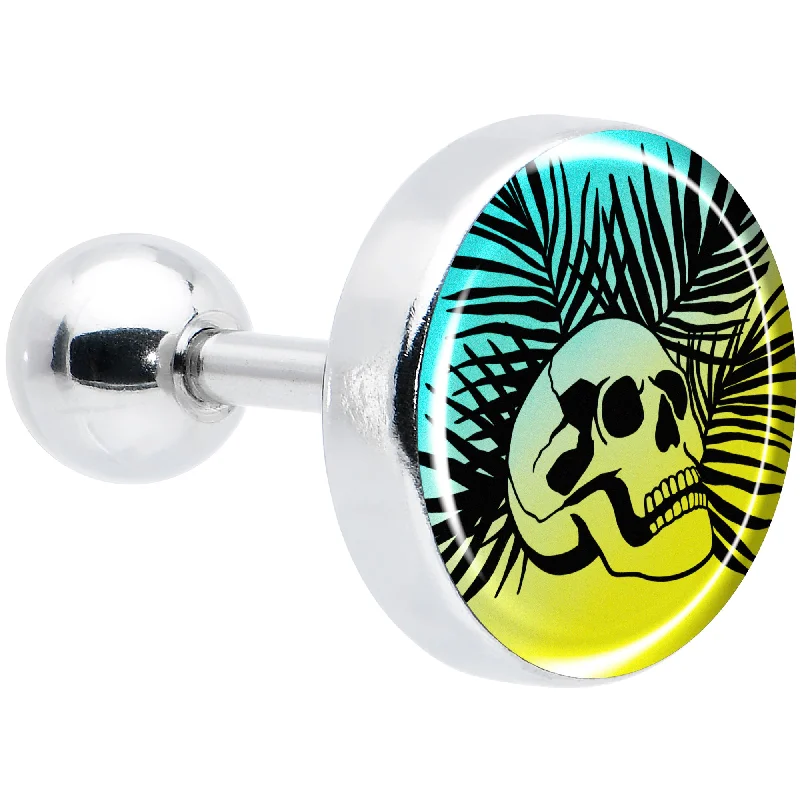Women's Earrings – Elegant Designs for Every Personality--16 Gauge 1/4 Blue Haze Sunset Skull and Palms Tragus Cartilage Earring