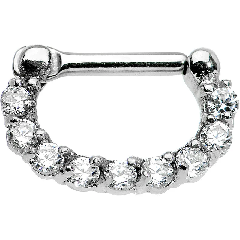 Unique and Stylish Nose Rings for All -14 Gauge 1/4 Surgical Steel Clear CZ Septum Clicker Unique and Stylish Nose Rings for All -14 Gauge 1/4 Surgical Steel Clear CZ Septum Clicker