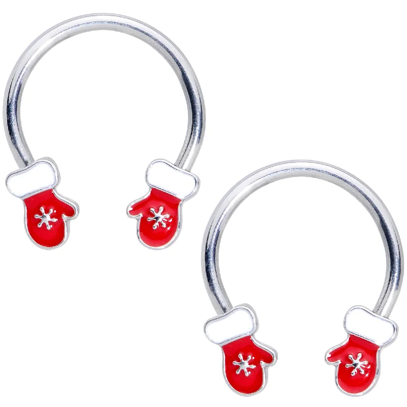 Fashion-Forward Lip Rings with Modern Flair14 Gauge 9/16 Red White Mittens Christmas Horseshoe Nipple Ring Set Fashion-Forward Lip Rings with Modern Flair14 Gauge 9/16 Red White Mittens Christmas Horseshoe Nipple Ring Set