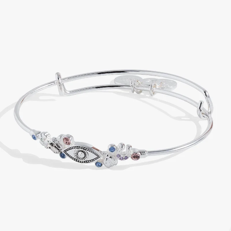 Women's Personalized Bangle Sets-Evil Eye Inline Bangle
