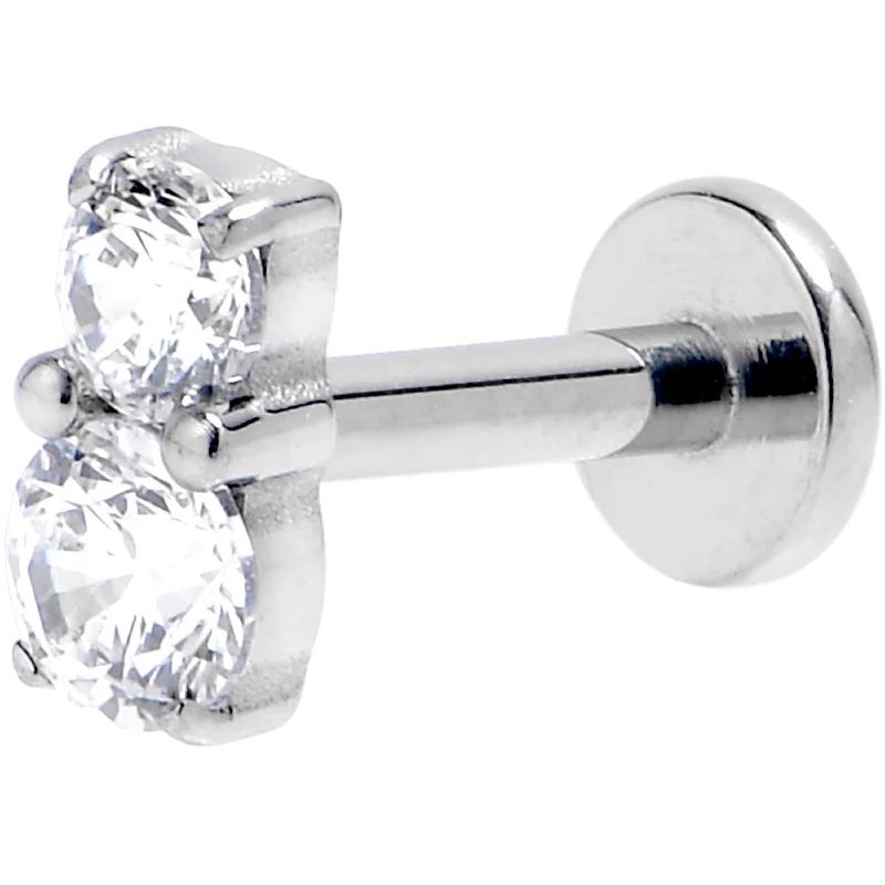 Lip Rings with Dazzling Designs16 Gauge 1/4 Clear Gem G23 Titanium Threadless Push In Labret Tragus