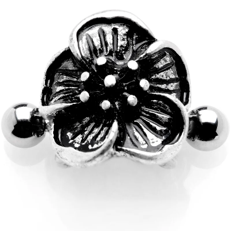 Women's Earrings – Elegant Designs for Every Personality--16 Gauge 1/2 Blooming Tropical Flower Cuff Cartilage Earring