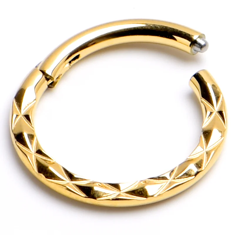 Nose Rings with Bold Gems -16 Gauge 5/16 Gold Tone Ultra Modern Precision Hinge Segment Ring Nose Rings with Bold Gems -16 Gauge 5/16 Gold Tone Ultra Modern Precision Hinge Segment Ring