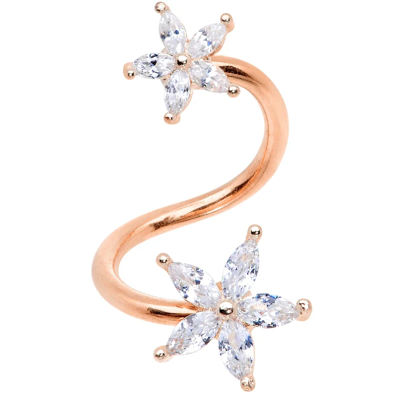 Trendy Lip Rings for Stylish Piercings14 Gauge Clear Gem Rose Gold Hue Star Flower Spiral Twister Belly Ring Trendy Lip Rings for Stylish Piercings14 Gauge Clear Gem Rose Gold Hue Star Flower Spiral Twister Belly Ring