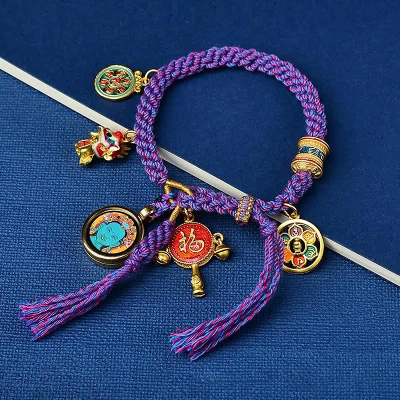 Chunky Bracelets for Men-Buddha Stones Tibetan Green Tara Zakiram Goddess of Wealth Thangka Luck Braid String Bracelet Chunky Bracelets for Men-Buddha Stones Tibetan Green Tara Zakiram Goddess of Wealth Thangka Luck Braid String Bracelet